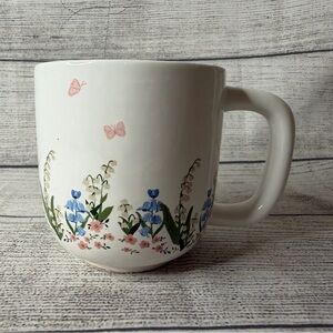Floral Ceramic Mug with Butterflies